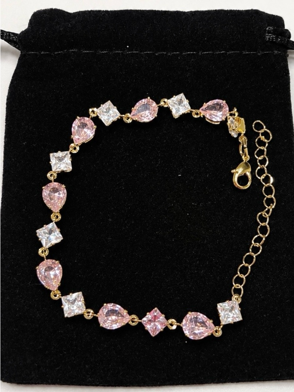 Gold-Tone Pink Tennis Bracelet - Women Jewelry